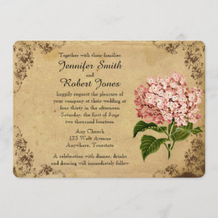 Vintage Hydrangea Wedding Invitation