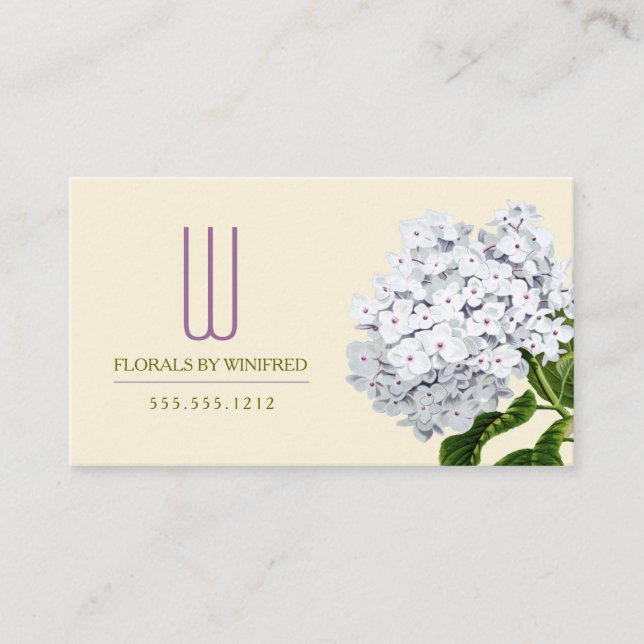 Vintage Hydrangeas Florist Business Card (Front)