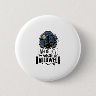 Vintage I Am In Love With Halloween Shirt Design_1 6 Cm Round Badge