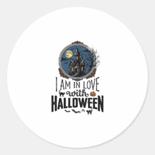 Vintage I Am In Love With Halloween Shirt Design_1 Classic Round Sticker