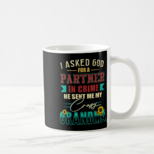 Vintage I Asked God For A Partner In Crime Grandma Coffee Mug
