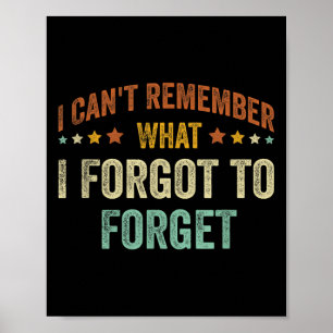 Vintage I Can't Remember What I Forgot To Forget Poster