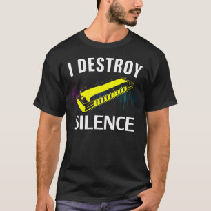 Vintage I Destroy Silence Harmonica Funny T-Shirt