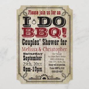 Vintage I Do BBQ Barbeque Couples Shower Invitation