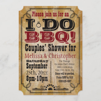 Vintage I Do BBQ Barbeque Couples Shower Invitation