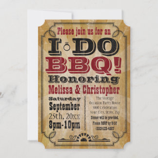 Vintage I Do BBQ Barbeque Engagement Party Invitation