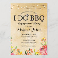 Vintage I DO BBQ Engagement Party Floral Invite