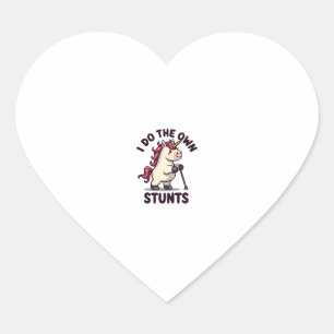 Vintage I Do My Own Stunts Unicorn Funny Injury Re Heart Sticker