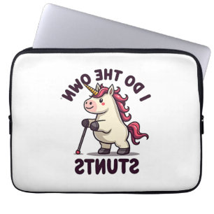 Vintage I Do My Own Stunts Unicorn Funny Injury Re Laptop Sleeve