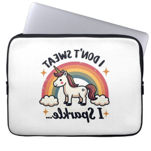 Vintage I Dont Sweat I Sparkle Unicorn Rainbow Fun Laptop Sleeve