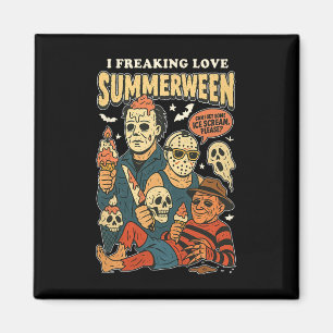 Vintage I Freaking Love Summerween Horror Hallowee Magnet