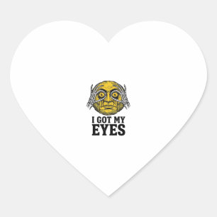 Vintage I Got My Eyes Funny Halloween Shirt Design Heart Sticker