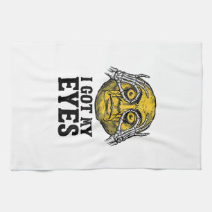 Vintage I Got My Eyes Funny Halloween Shirt Design Tea Towel