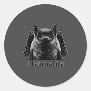 Vintage I Have Rabies Bat Funny Meme Quotes Classic Round Sticker