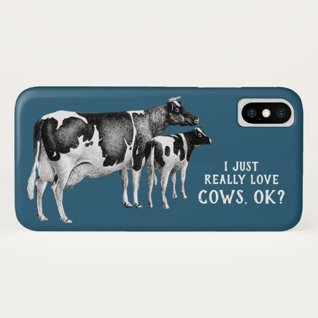 Vintage I Just Really Love Cows | White Text Case-Mate iPhone Case (Back (Horizontal))
