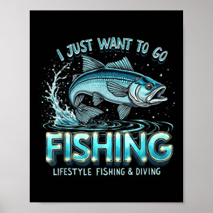 Vintage I Just Want To Go Fishing Lifestyle Fishin Poster