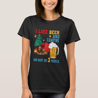 Vintage I Like Beer And Camping Maybe 3 People Fun T-Shirt