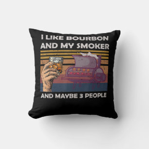 Vintage I Like Bourbon My Smoker 3 People Gifts Cushion