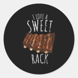 Vintage I Love A Sweet Rack Funny Bbq Grilling Rib Classic Round Sticker