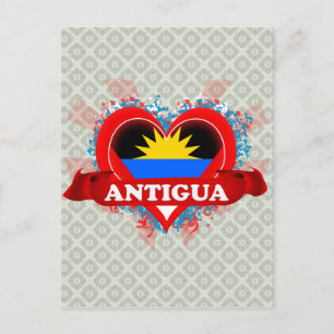 Vintage I Love Antigua Postcard
