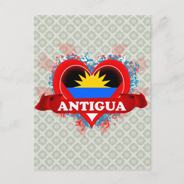 Vintage I Love Antigua Postcard (Front)