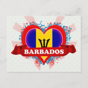 Vintage I Love Barbados Postcard