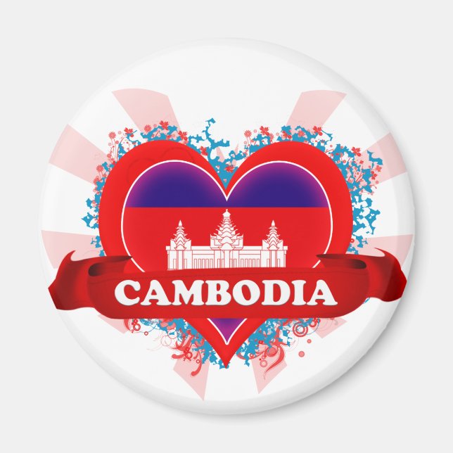 Vintage I Love Cambodia Magnet (Front)