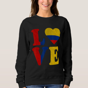 Vintage I Love Colombia Flag Heart Colombian Roots Sweatshirt