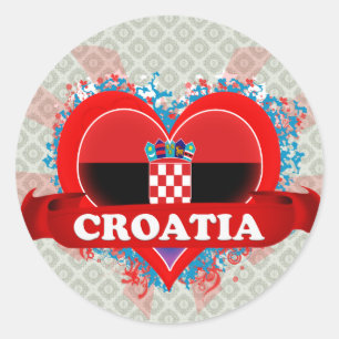 Vintage I Love Croatia Classic Round Sticker