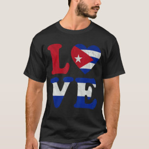 Vintage I Love Cuba Flag Heart Cuban Roots Pride T-Shirt