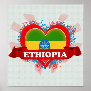 Vintage I Love Ethiopia Poster