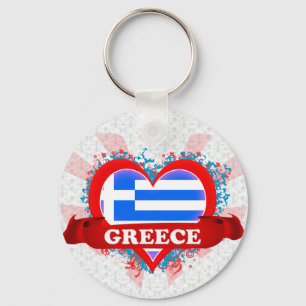 Vintage I Love Greece Key Ring