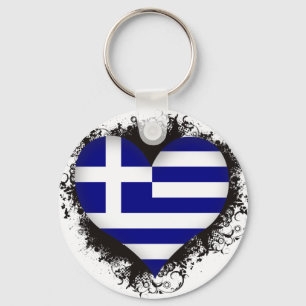 Vintage I Love Greece Key Ring