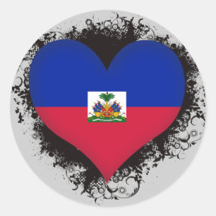 Vintage I Love Haiti Classic Round Sticker