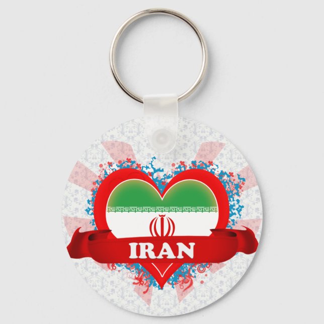 Vintage I Love Iran Key Ring (Front)