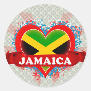 Vintage I Love Jamaica Classic Round Sticker