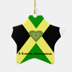 Vintage I Love Jamaica: Cultural Heritage Flag jm Ceramic Tree Decoration