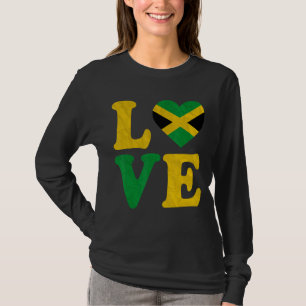 Vintage I Love Jamaica Flag Heart Jamaican Roots P T-Shirt