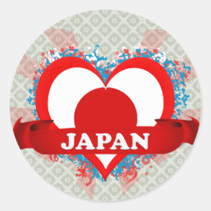 Vintage I Love Japan Classic Round Sticker
