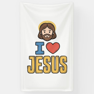 Vintage I Love Jesus Christian Graphic Banner