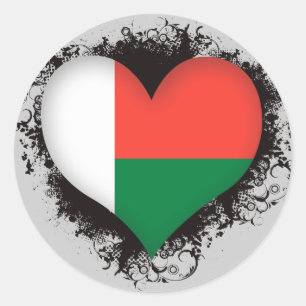 Vintage I Love Madagascar Classic Round Sticker