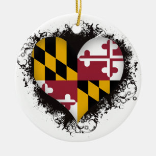 Vintage I Love Maryland Ceramic Tree Decoration