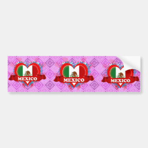 Vintage I Love Mexico Bumper Sticker
