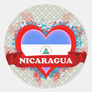 Vintage I Love Nicaragua Classic Round Sticker
