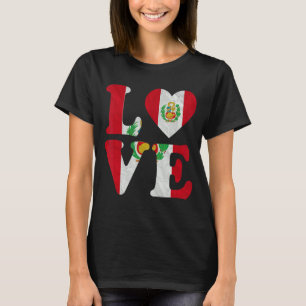 Vintage I Love Peru Flag Heart Peruvian Roots Prid T-Shirt