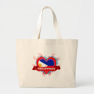 Vintage I Love Philippines Large Tote Bag