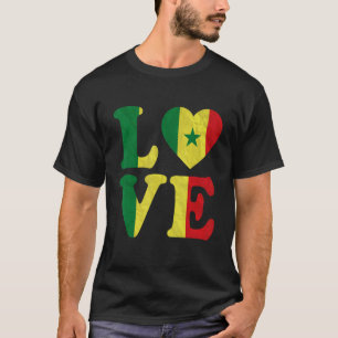 Vintage I Love Senegal Flag Heart Senegalese Roots T-Shirt