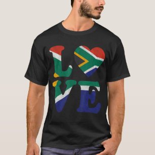 Vintage I Love South Africa Flag Heart South Afric T-Shirt