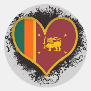 Vintage I Love Sri Lanka Classic Round Sticker
