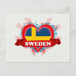 Vintage I Love Sweden Postcard